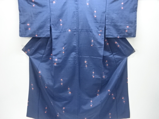 JAPANESE KIMONO / ANTIQUE HITOE KIMONO / SILK / HAND WOVEN TSUMUGI / FLOWERS